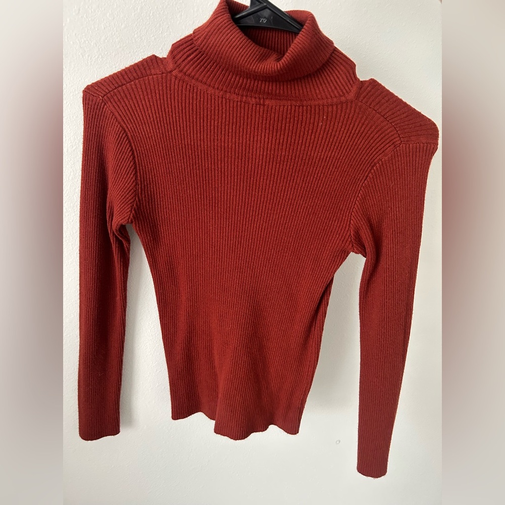 Red Cowl Neck Slim Fit Sweater